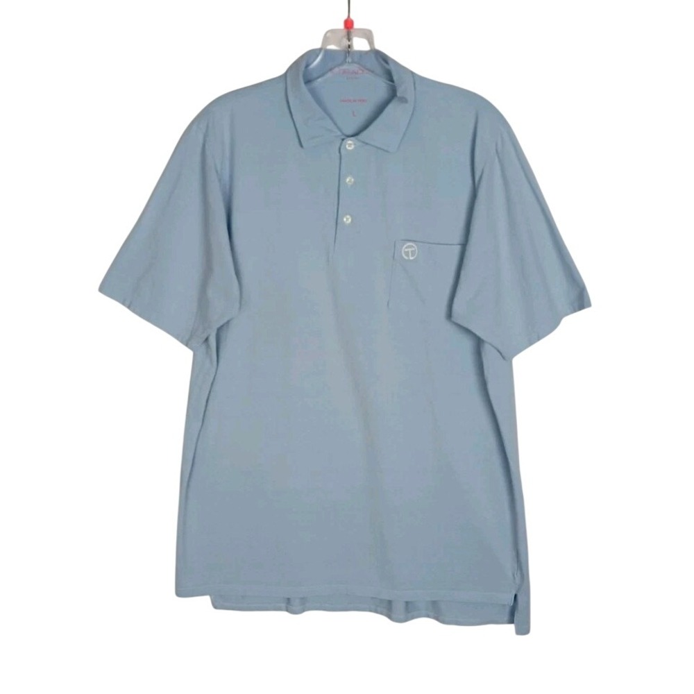 B Draddy Polo‎ Shirt Mens Short Sleeve Blue Golf Sz L Telfar Logo